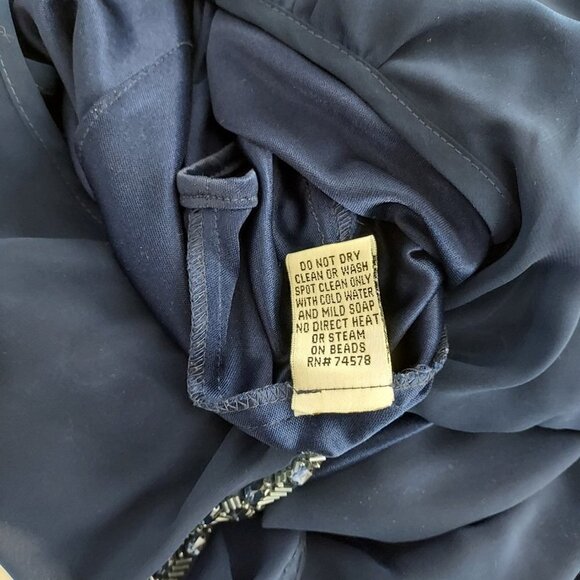 Cache Size 12 Velvet Navy Blue Mini Dress - Picture 3 of 10